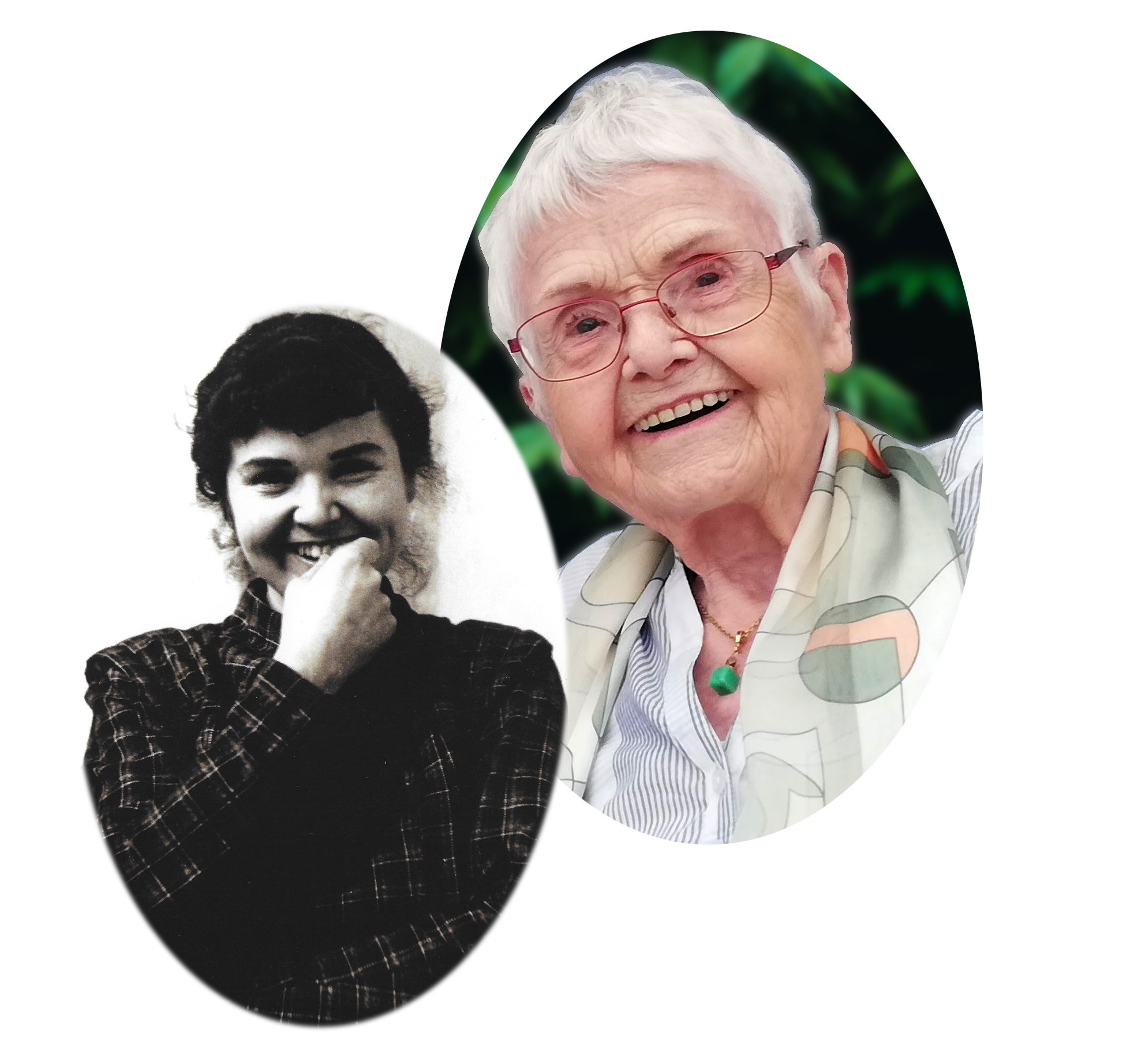 Regina Gebhard in jungen Jahren und jetzt - mit 97 Jahren